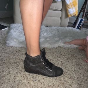 Paris blue wedge shoes